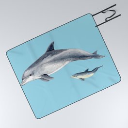 Blue Bottlenose dolphin Picnic Blanket