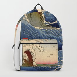 Whirpools At Narturo Ukiuo-e Backpack | Landscape, Ocean, Woodblock, Blue, Inkprint, Office, Woodblockprint, Watercolor, Wave, Narturo 