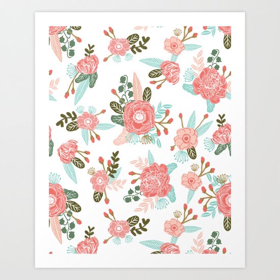 Trendy florals abstract painting gender neutral spring summer gardener gardening garden flowers Art Print