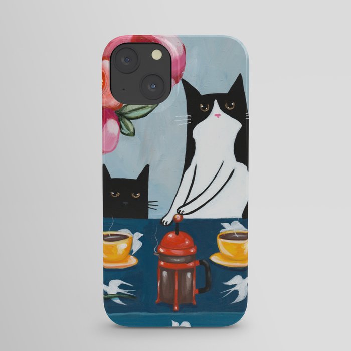 Cats and French Press Coffee iPhone Case