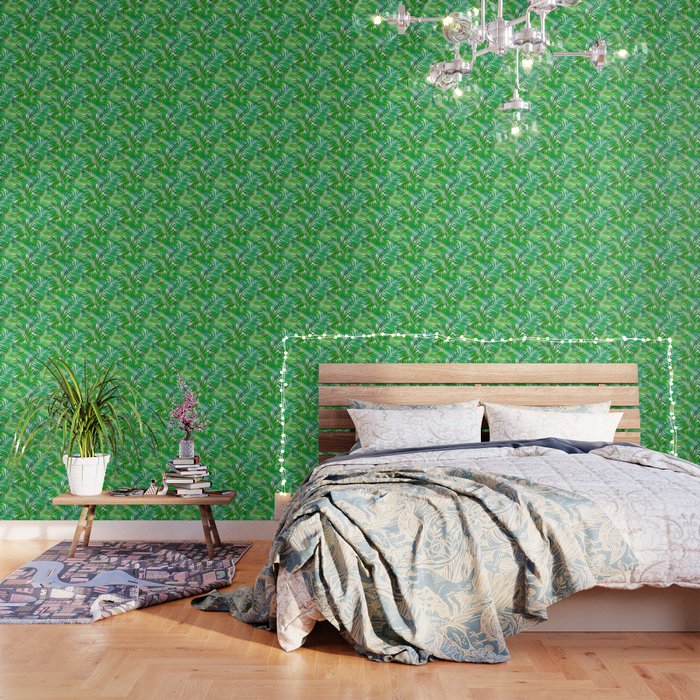 Green Leafs Cool Modern Home Trends Wallpaper By Loveart69 Society6