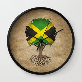 Vintage Tree of Life with Flag of Jamaica Wall Clock | Nature, Flagofjamaica, Forest, Tree, Rustictree, Political, Jamaicantree, Roots, Jamaicanflagtree, Treeoflifegraphic 