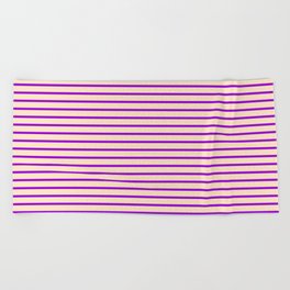 [ Thumbnail: Dark Violet & Bisque Colored Stripes/Lines Pattern Beach Towel ]