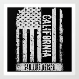 San Luis Obispo California Art Print | Usaflagvintage, Californiactiy, Americanflag, Usaflag, California, America, Sanluisobispo, Californiastate, Graphicdesign 