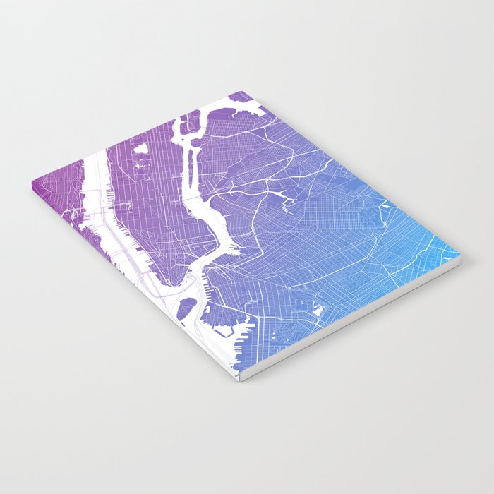 New York Map Print. Neon Pink and Blue Notebook
