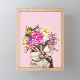 Flower Crown Squirrel in Pink Framed Mini Art Print
