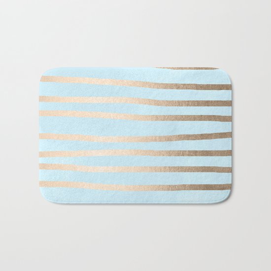 Abstract Drawn Stripes Gold Tropical Ocean Sea Turquoise Bath Mat