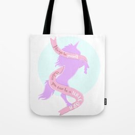 Always Be a Unicorn Tote Bag | Geometric, Purple, Blue, White, Creature, Fantasy, Funny, Graphicdesign, Circle, Quote 