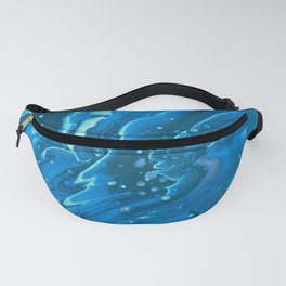 Light Blue Abstract thick paint swirl, colorful background - marble texture happy warm colors and cool colors Fanny Pack