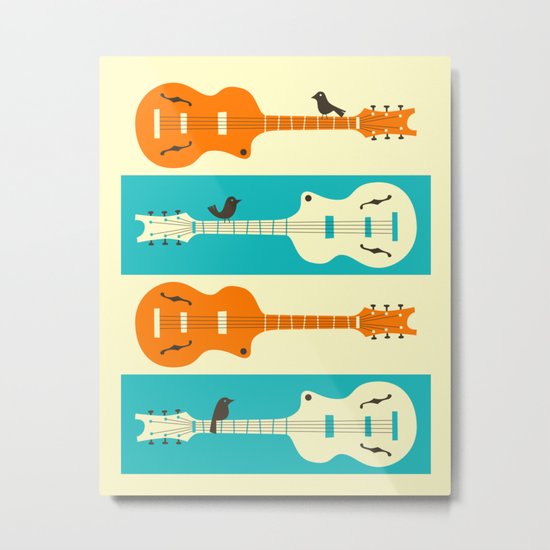 BIRDS ON GUITAR STRINGS Metal Print