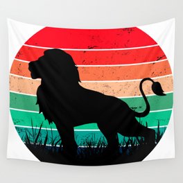 A Vintage Lion with Color background Wall Tapestry