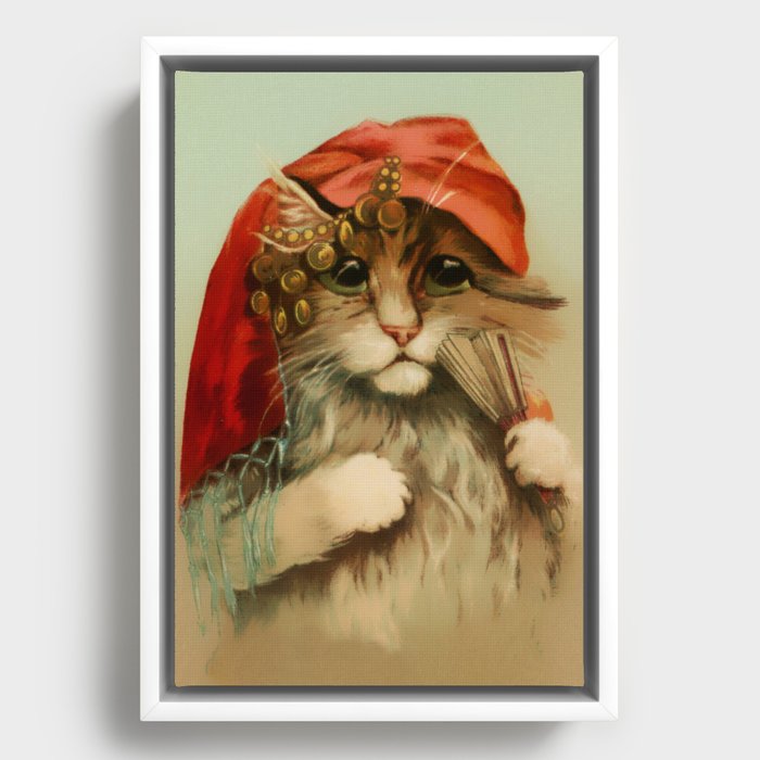 “Gypsy Cat with Fan and Scarf” by Maurice Boulanger Framed Canvas