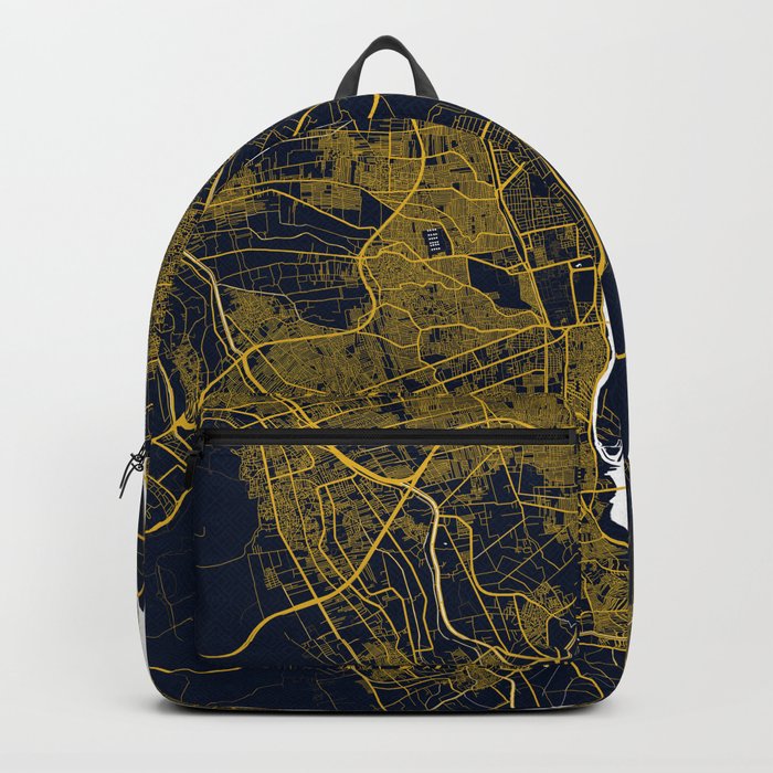 Giza City Map of Egypt - Gold Art Deco Backpack