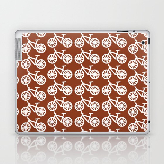 Bike Lover Cyclist Brown Print Pattern Laptop & iPad Skin