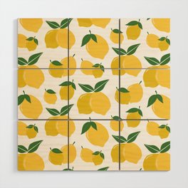 Lemon Print Abstract Retro Lemons Wood Wall Art