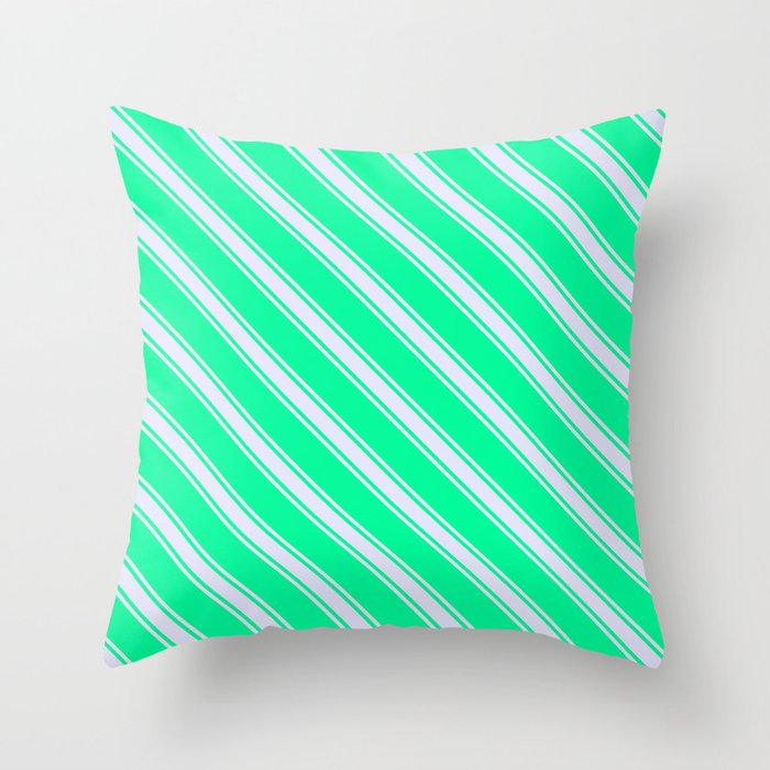 Green & Lavender Colored Lined Pattern Throw Pillow
