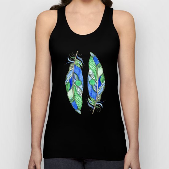 Bohemian Spirit Feathers - Blue & Green Unisex Tank Top