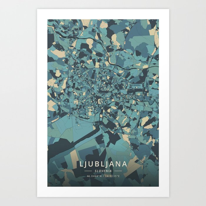 Ljubljana, Slovenia - Cream Blue Art Print