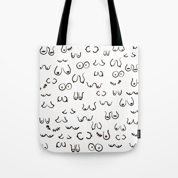 Boobs Sketch Black and White Tote Bag