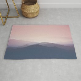 Mountain Dusk - pink sunset mountain range landscape photography by Ingrid Beddoes Rug
