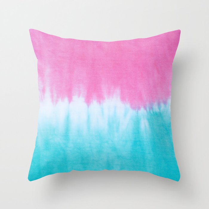 Pink and Blue Wave Throw Pillow