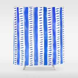 Watercolor lines - blue Shower Curtain