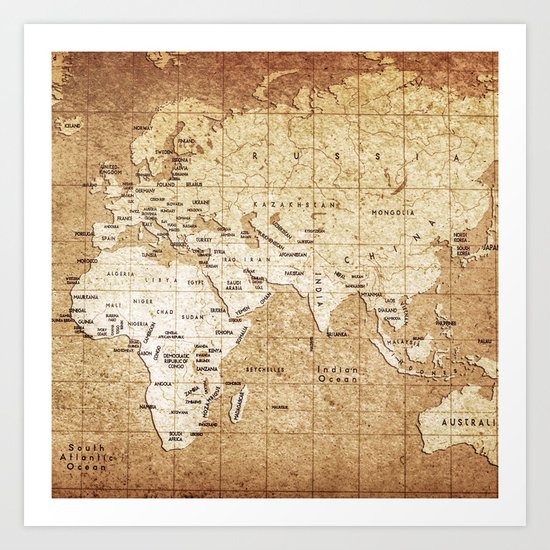 Vintage Map Pattern Art Print