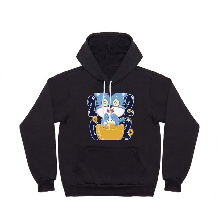 Chinese New Year. Tiger Year. Cute Blue Tiger Hoody