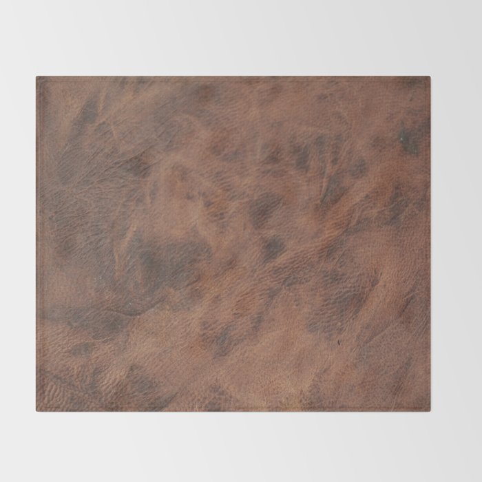Old Tan Leather Print Texture Cowhide Throw Blanket By Koovox