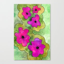 FIVE MAGENTA FLOWERS by LISETTE Canvas Print