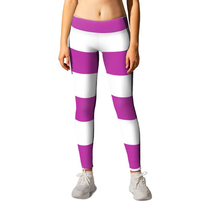 Byzantine -  solid color - white stripes pattern Leggings