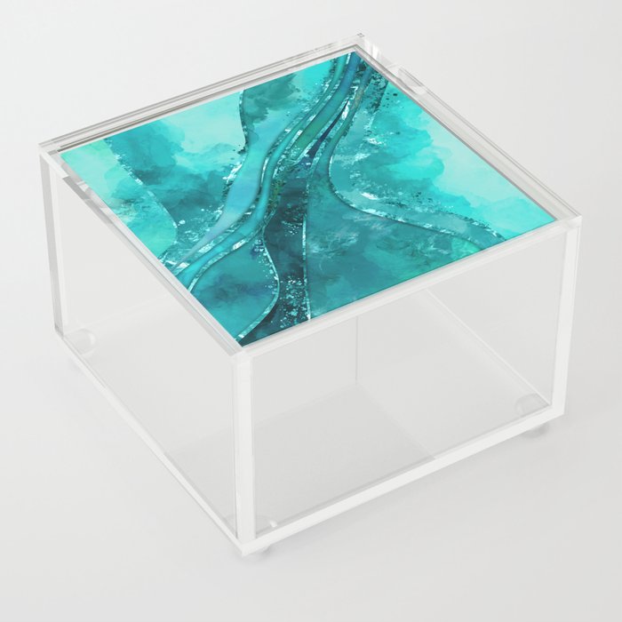 Turquoise palette Flowing Abstract Acrylic Box