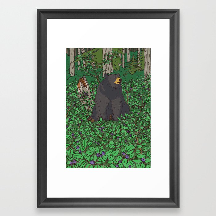 Black Bear & Huckleberry Framed Art Print