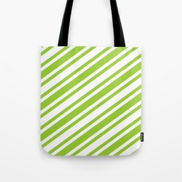 [ Thumbnail: Green and White Colored Striped Pattern Tote Bag ]