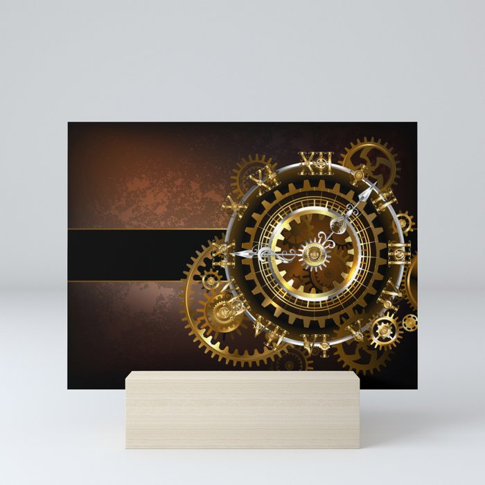 Steampunk Clock with Gears Mini Art Print