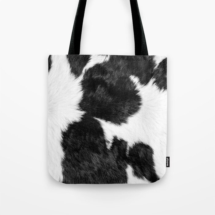 Decorative Black and White Cowhide Tote Bag