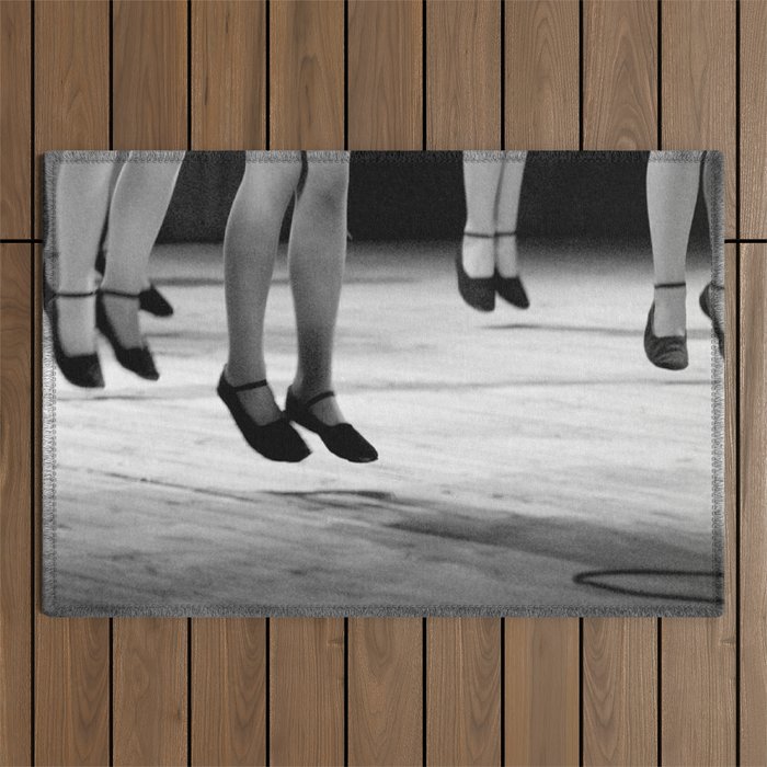 Live with both feet off the ground, inspirational dance black and white photography - photographs Outdoor Rug