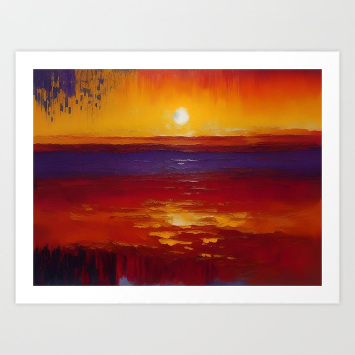 East Beach sunset, Charlestown coastal Rhode Island seascape - landscape painting Art Print