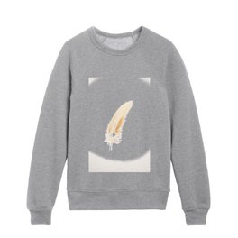 Bohemian soothing neutrals feather art print - soft and light minimalism photography Kids Crewneck