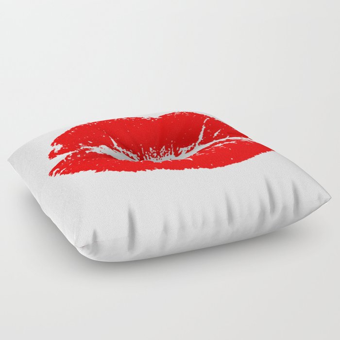 Red Sexy Lips Kiss Print Clipart Illustration Floor Pillow