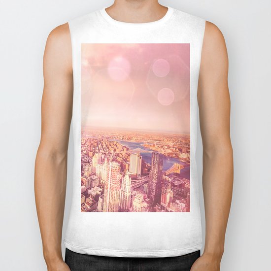 New York City Skyline of Light Biker Tank
