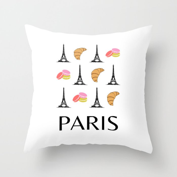 Paris Eiffel Tower Retro Illustration Modern Art Decor Throw Pillow