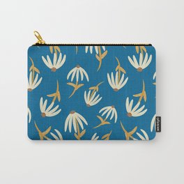 Modern Retro Loose Floral Pattern Royal Blue and Gold Carry-All Pouch