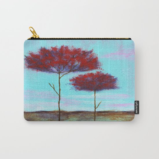Cherished, Abstract Landscape Skinny Trees Carry-All Pouch