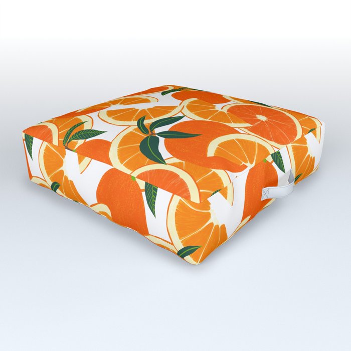 Orange Harvest - White Outdoor Floor Cushion