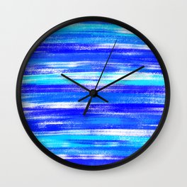 Blue and White Pastel Stripe Pattern Modern Abstract Wall Clock