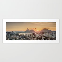 View over Botafogo towards the Sugarloaf Mountain at sunrise, Rio de Janeiro, Brazil Art Print