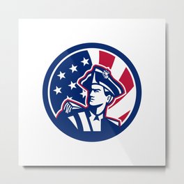 American Patriot USA Flag Icon Metal Print | Character, Minuteman, Sign, America, Circle, Patriotmilitia, Icon, Symbol, Mascot, Banner 