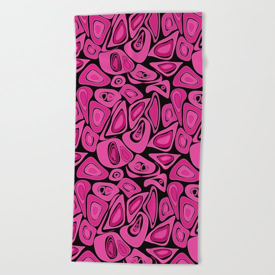 Retro . Black raspberry abstraction . Beach Towel