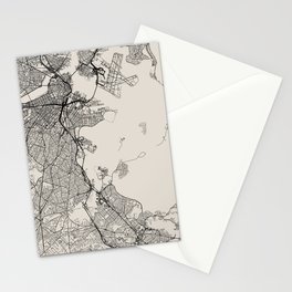 Boston USA - Black and White City Map Design Stationery Card